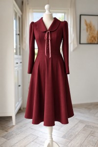 sukienka Klara welna merino bordo przód.jpg